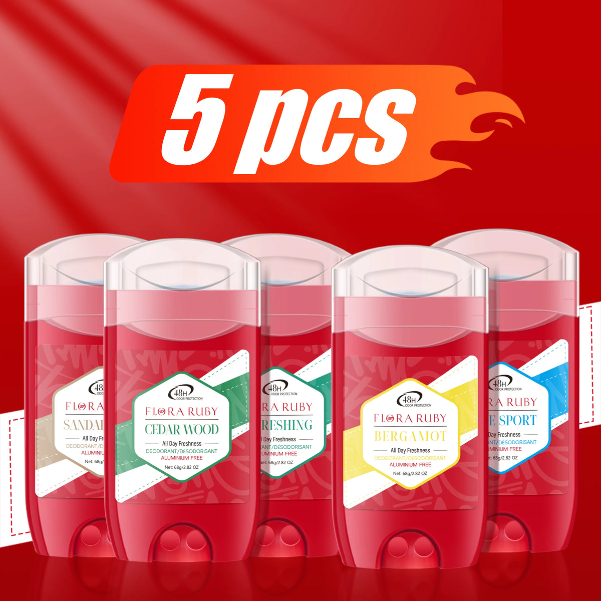 Men Deodorant Stick Anti Sweating Keep Drying Lasting Fragrance Remove Armpit Odor Underarm Refresh Sticks Antiperspirant 5pcs