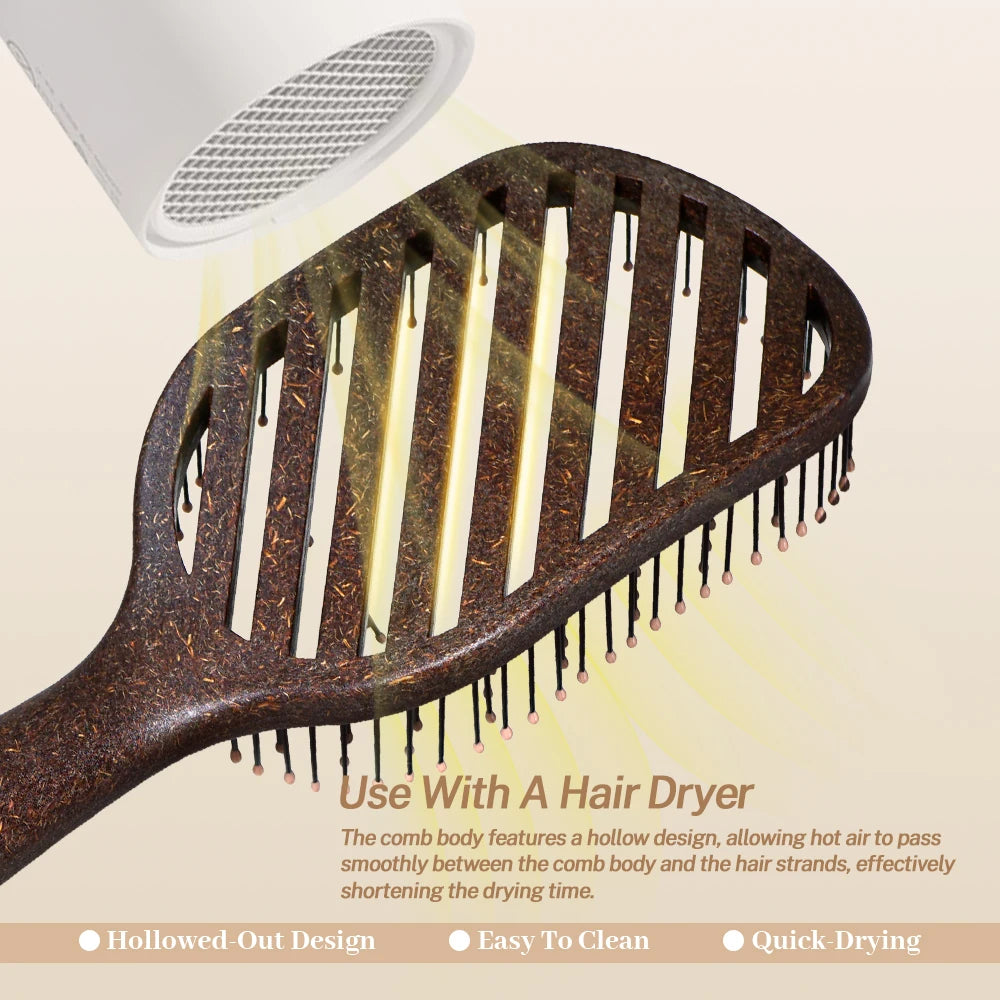 1Pcs Fluffy Hollow Hair Brush Detangling Comb Dry Ant Wet Use Anti Static Scalp Massage Styling Tools For Woman Holiday Gift