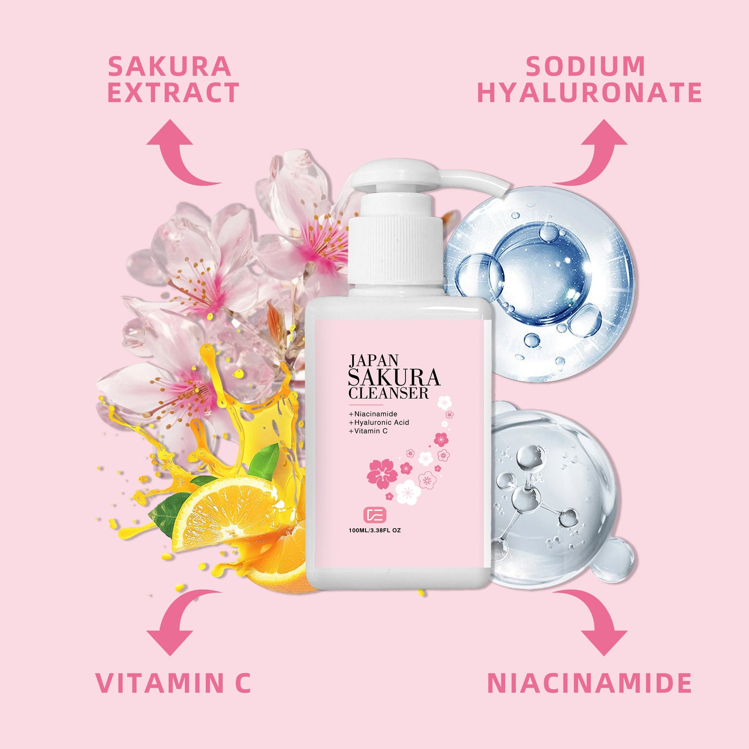 JAPAN SAKURA CLEANSER - Deep Pore Cleansing Cherry Blossom Cleanser for All Skin Types, Daily Morning & Night Skincare Routine