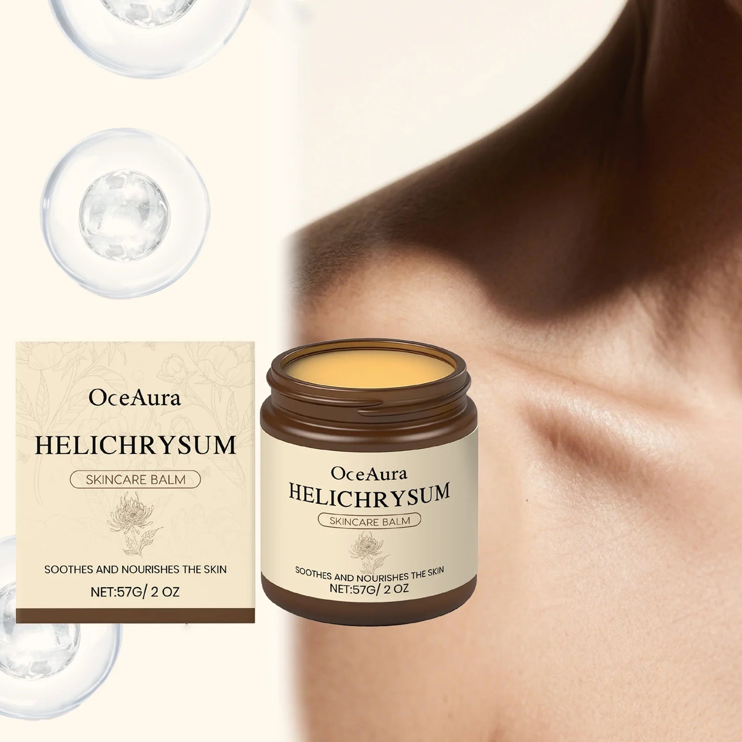Helichrysum Soothing Skin Balm 57g Sensitive Skin Moisturizer for Face & Body Deep Hydration Cream with Glycerin Dry Skin Remedy