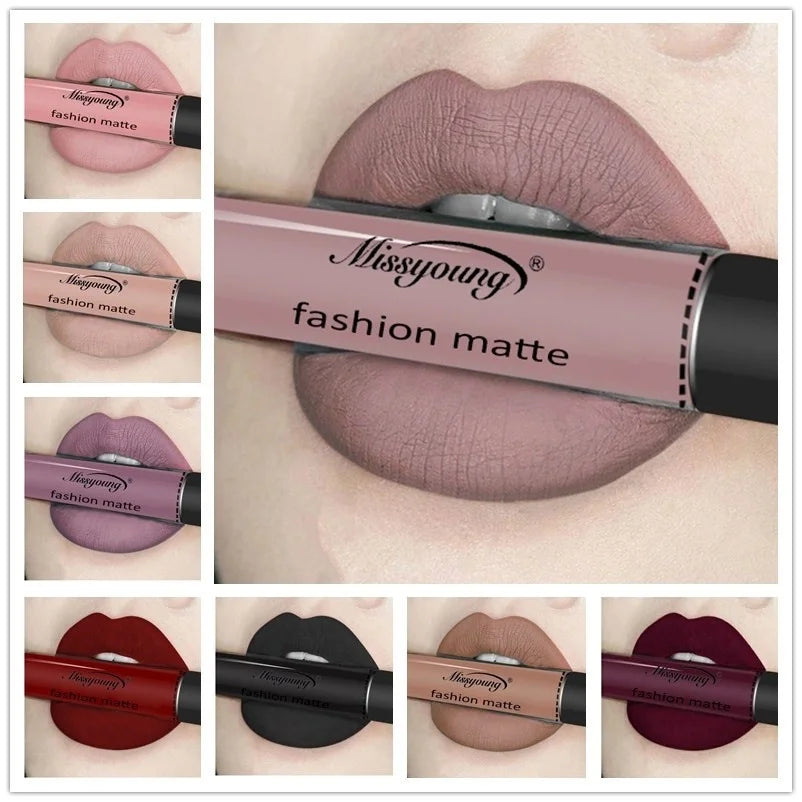 Bare Color Lip Clay Gray Purple Matte Velvet Lipstick Longlasting Blood Red Black Gothic Lipgloss