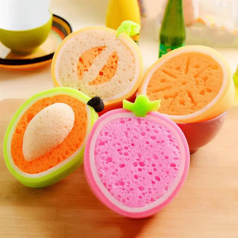 4 Pcs Fruits Shaped Sponges Bath Brushes Sponge Loofah Shower Kids Body Wash Lovely Tool For Bathroom Household Merchandises