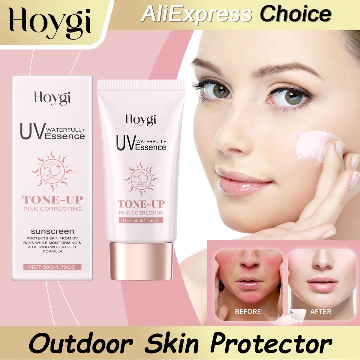 HOYGI Hydrating Protective Cream Centella Asiatica Face Cream Daily Sunscreen SPF 50 Moisturizing Facial Skin Body Sunblock Care
