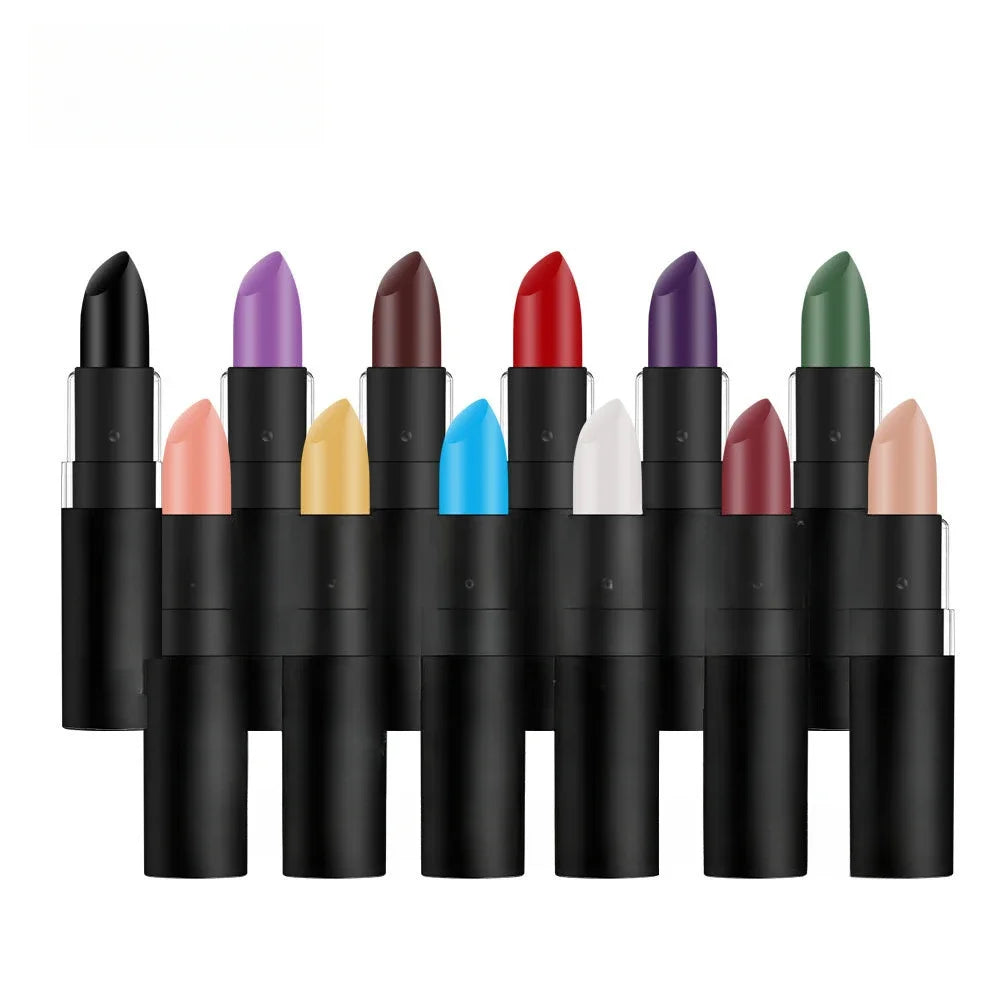 Dark Wine Red Lipsticks Waterproof Easy To Color Makeup Sexy Red Lipstick Matte White Black Lip Gloss Facial Body Painting