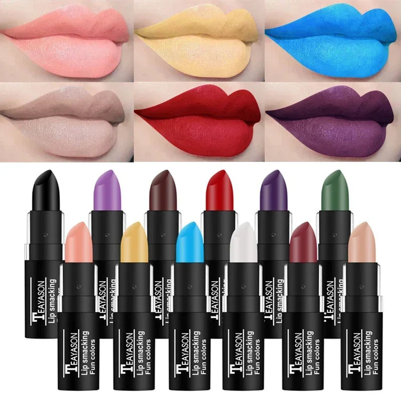 Waterproof Velvet Matte Lipstick Lasting Black White Purple Pigment Lipstick Christmas Halloween Vampire Red Party Lip Cosmetics