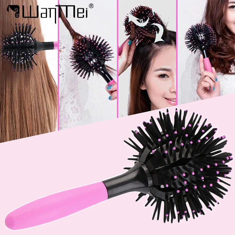 1/2pcs 3D Round Curling Brush Spherical Curl Massage Comb 360° Knotting Curler Comb Home DIY Hair Styling Tools Salon