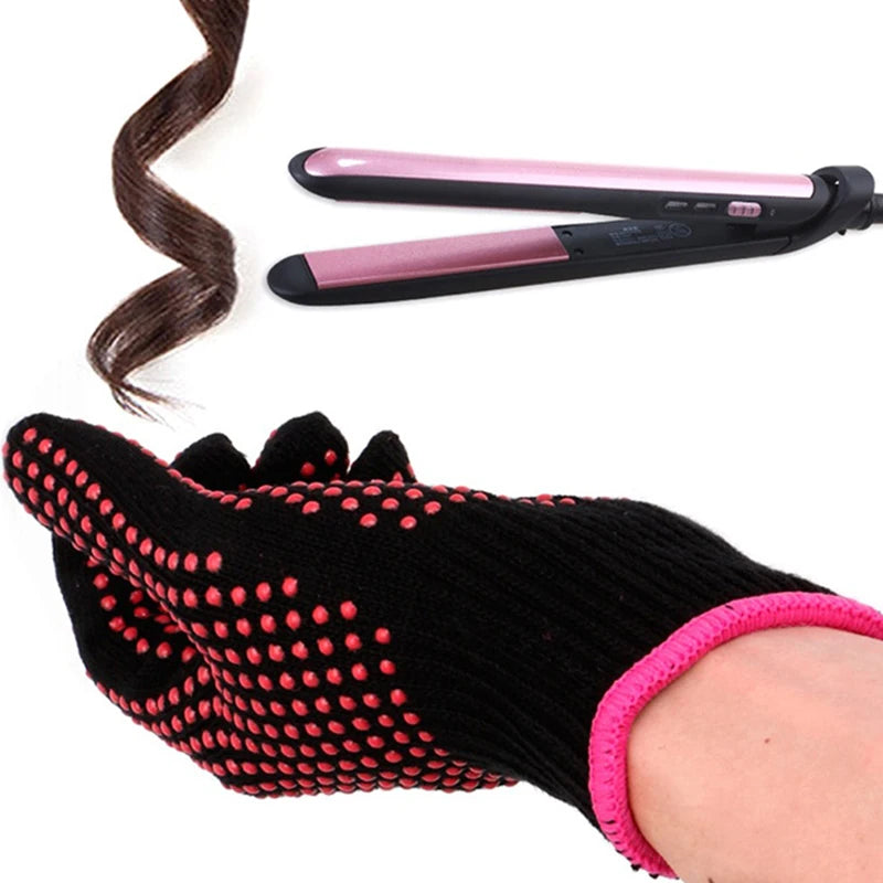 1PC Double-sided Hair Straightener Perm Curling Hairdressing Heat Resistant Finger Glove Hair Salon Tools Thermal Styling Gloves