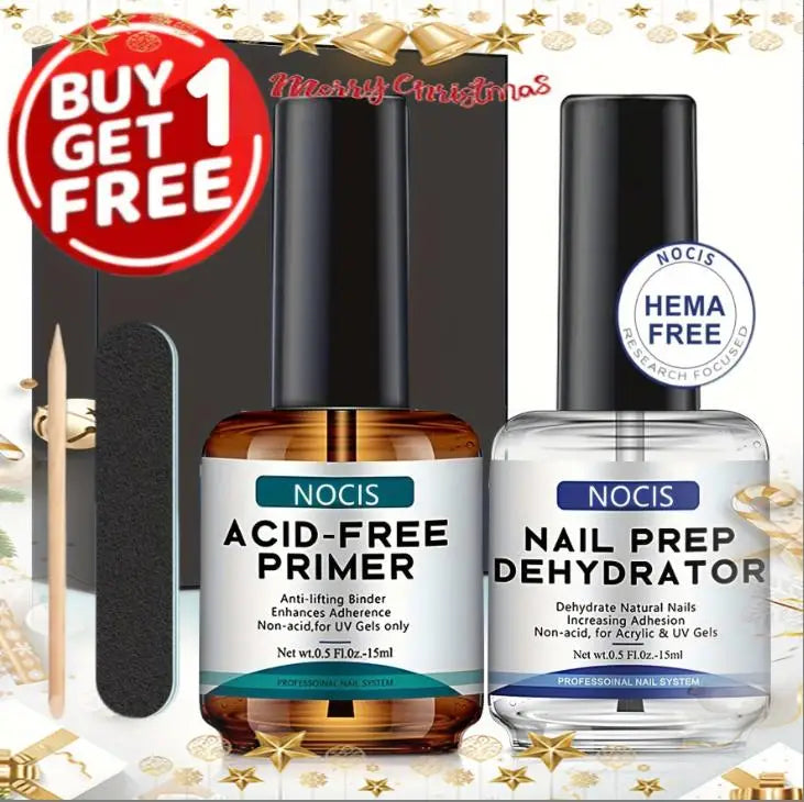 NOCIS Nail Dehydrator and Primer: Acid-Free Natural Nail Dehydrator and Nail Primer & Protein Bonding Acrylic Nail Kit Gel Nail Polish Superior Bonding Acrylic Nail Supplies Profession Salons.