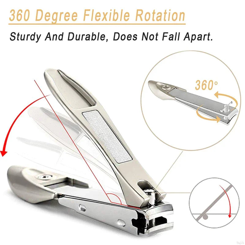 Anti Splash Nail Clippers Stainless Steel Large Sharp Fingernail Cutter Manicure Tools Bionics Design Nail Trimmer for Home Use
