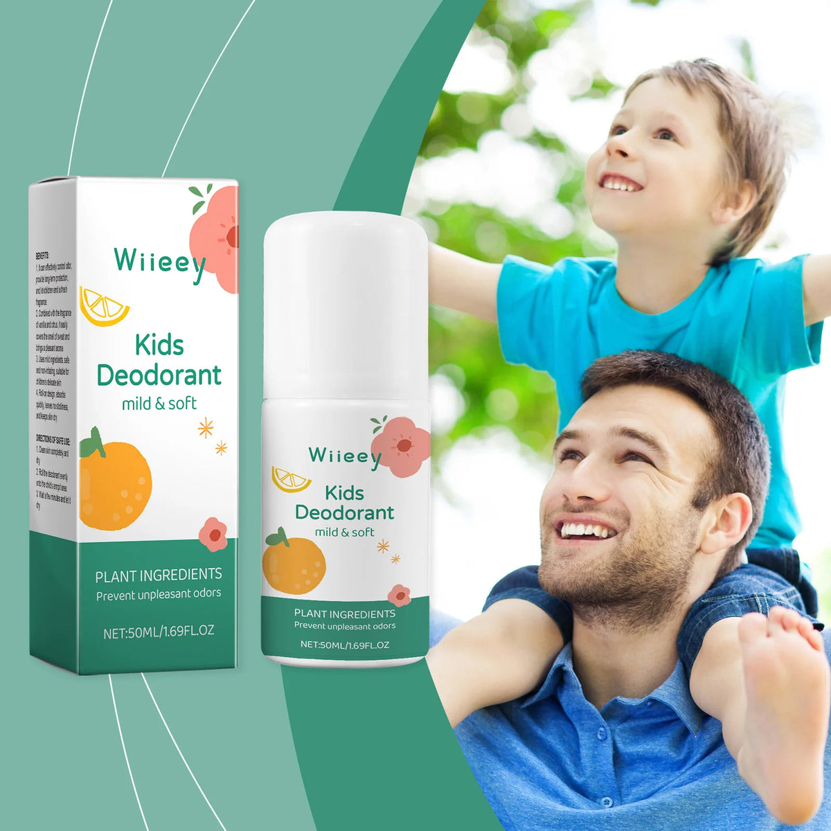 Wiieey Underarm Deodorant Roller For Children Antiperspirant Eliminate Bad Smell Fresh Fragrance Gentle Touch Deep Moisturizing