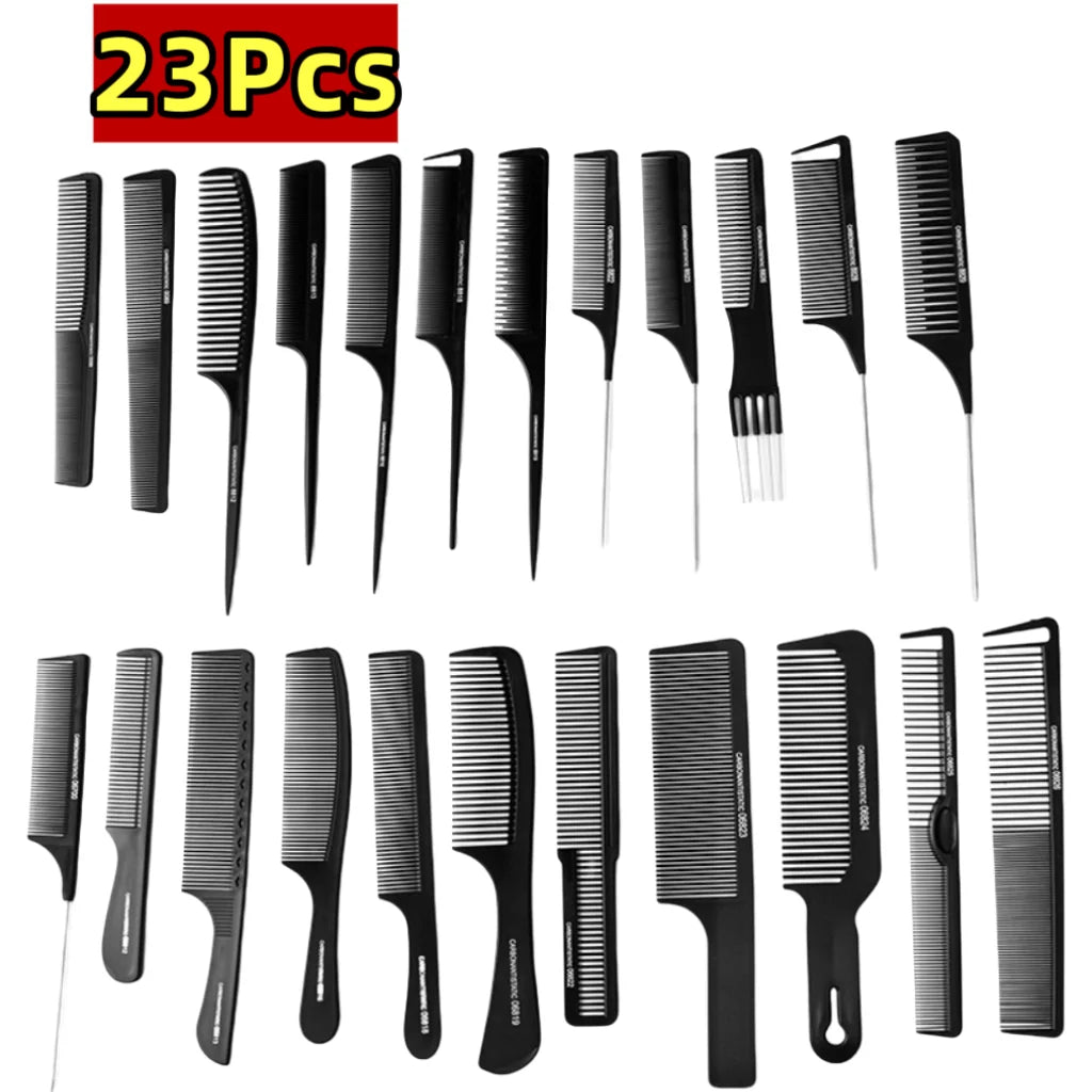 23Pcs Carbon Fiber Hair Styling Combs, Professional Styling Comb Set for Hair Salons, Perfect for All Hairstyles and Styles
