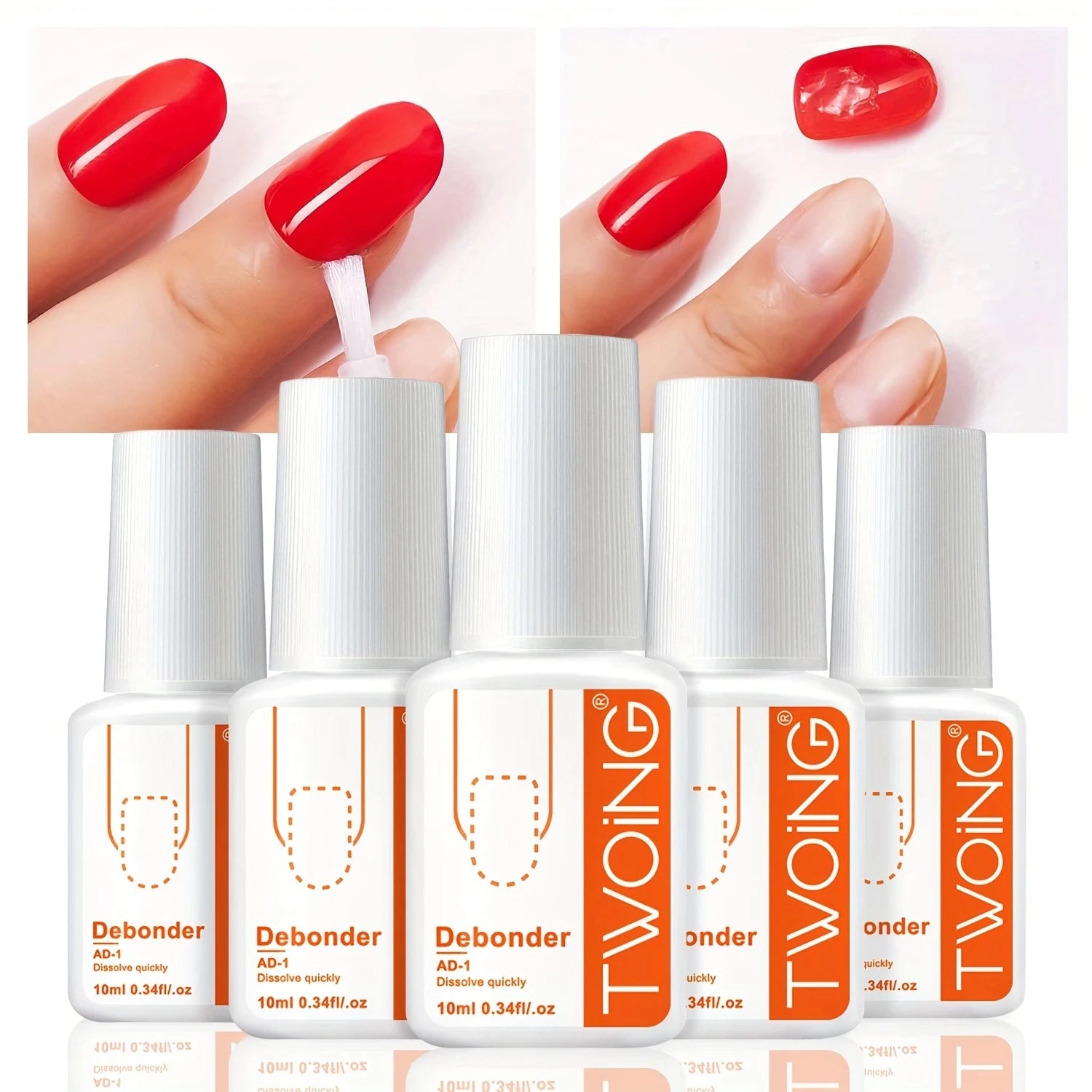 TWOING 10ml Nail Glue Remover Liquid, Fast Dissolving Formula for Press-On Nails, False Nail Tips & Nail Adhesive Remover