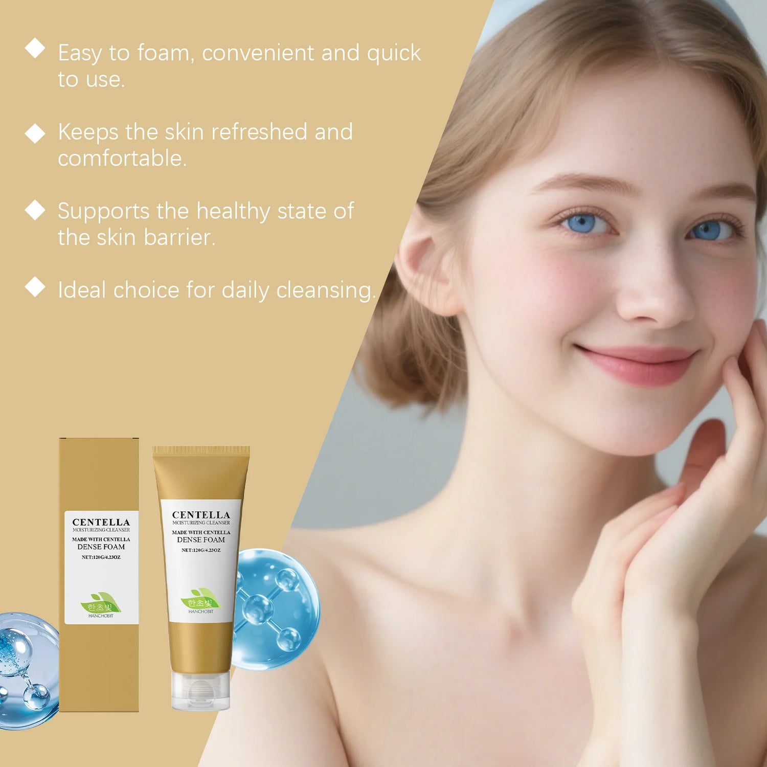 Centella Facial Cleanser Oil Control Acne Remover Blackhead Face Wash Foam Exfoliating Shrink Pore Hydrating Cleansing Skin Care