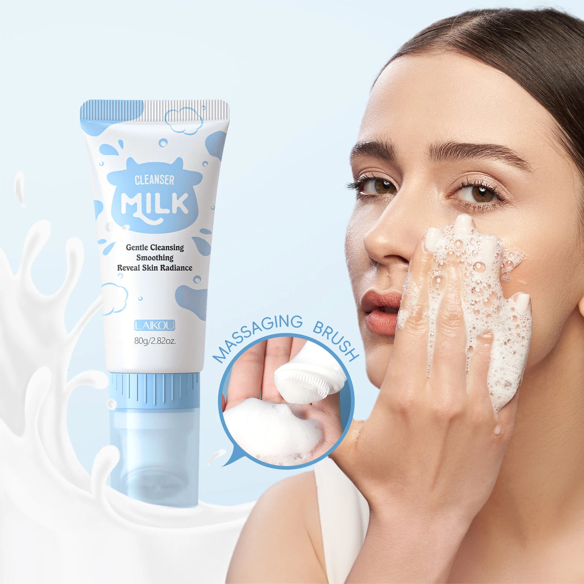LAIKOU Milk Cleansing Bar Gentle Face Body Soap Nourishing Treatment Even Skin Tone Facial Bar 80g