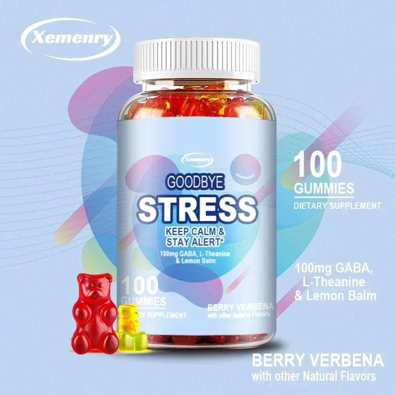 Goodbye Stress Gummies - with GABA, L-Theanine, Lemon Balm - Relieve Stress, Improve Negative Emotions, and RelaxSupplements