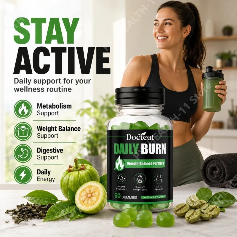 Docteat Daily Burn Gummies Weight Balance Formula Metabolism and Digestive Wellness Support for Men and Women 60 Gummies