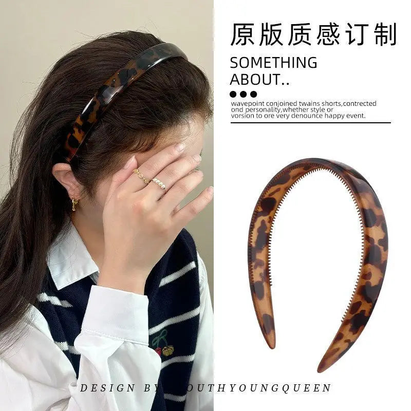 4pcs Acetate Leopard Hair Hoop Tortoiseshell Hair Styling Women Headband Non-slip Teeth Hair Accessories Women's Accessories