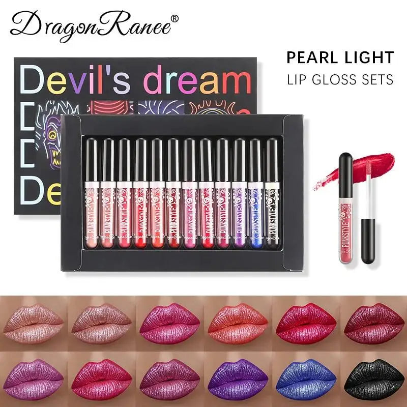 Halloween Diamond Glitter Matte Liquid Lipstick Long Lasting Waterproof Shiny Metal Lip Glaze On Stick Set