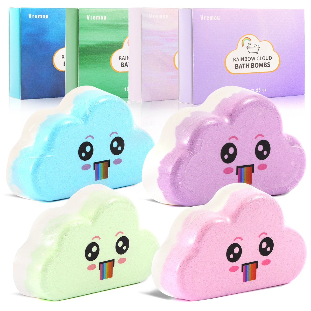1Pcs/4Pcs Rainbow Bath S Gift Set, Handmade Organic Bath Fizzies for Kids Girls, Natural Kid Bubble Bath Fizzy