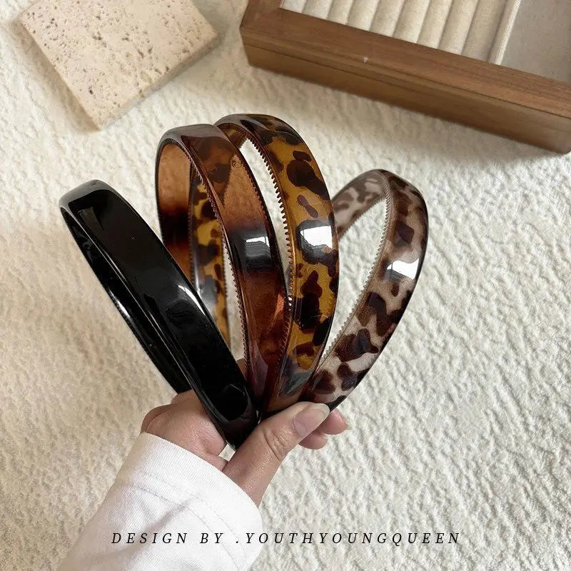 4pcs Acetate Leopard Hair Hoop Tortoiseshell Hair Styling Women Headband Non-slip Teeth Hair Accessories Women's Accessories