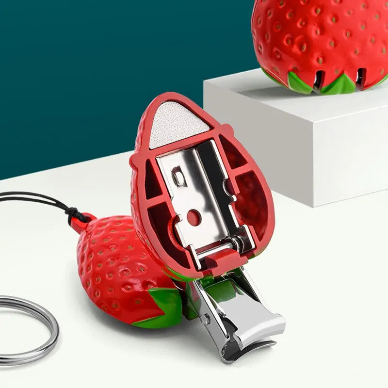 Strawberries Design Folding Nail Clippers High-End Portable Manicure Tools Key Fob Fruit Themed Nail Clippers f Personal Hygiene