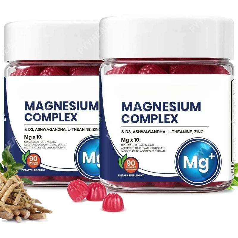 Magnesium Complex 14-in-1 Gummies–90 Count with D3 Magnesium Complex for Women and Men – Vegan Magnesium Glycinate Gummies