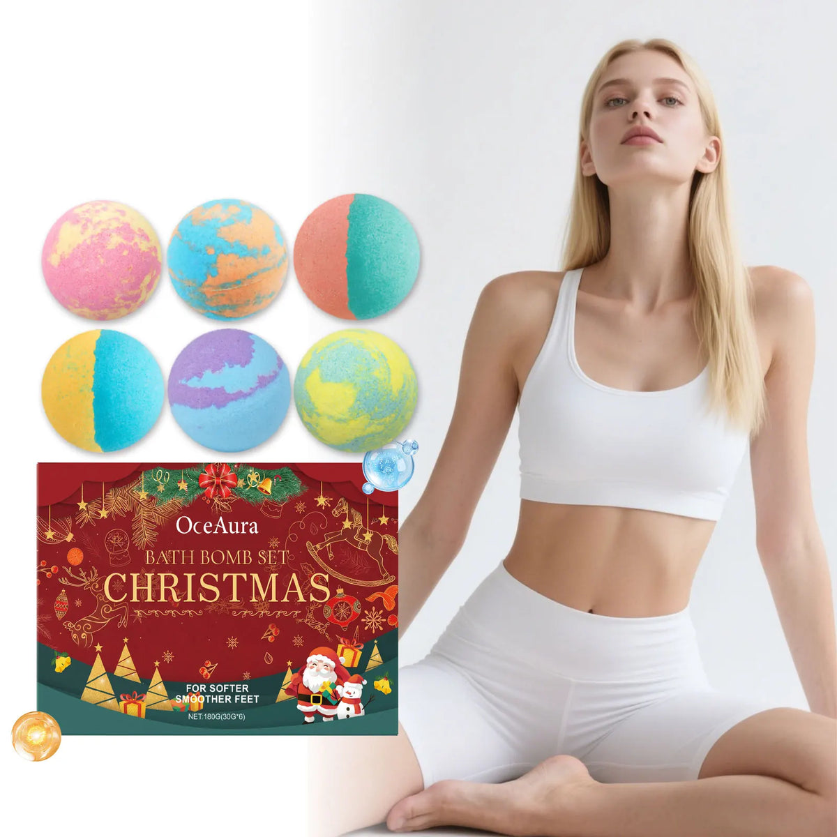 Christmas Bath Bomb Deep Cleansing Remove Dirt Sweat Odor Reduce Grease Lasting Fragrance Essential Oil Bath Balls With Surprise