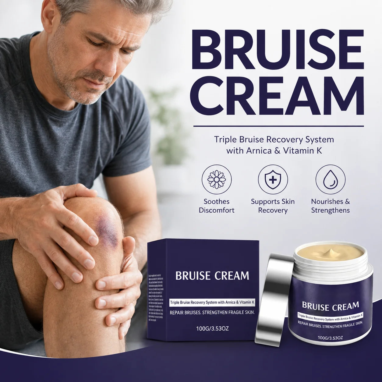 Arnica Bruise Cream For Thin Fragile Skin Bruising & Swelling Repair Skin Barrier Long Lasting Soothing Body Care Bruise Cream