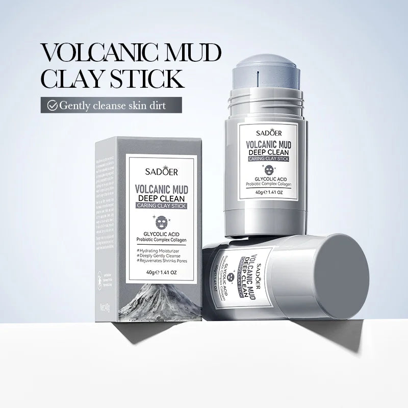 SADOER Volcanic Mud  Face Masks Stick Clay Mask Shrink Pores Deep Blackhead Remover Facial Cleansing Moisturizing