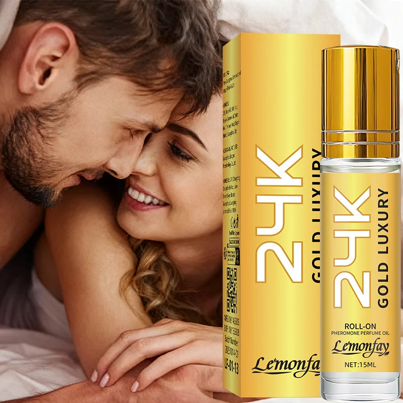 Lemonfay 24K Gold Luxury Pheromone Perfume Oil - 15ml Roll-On, Long-Lasting Portable Fragrance for Men & Women