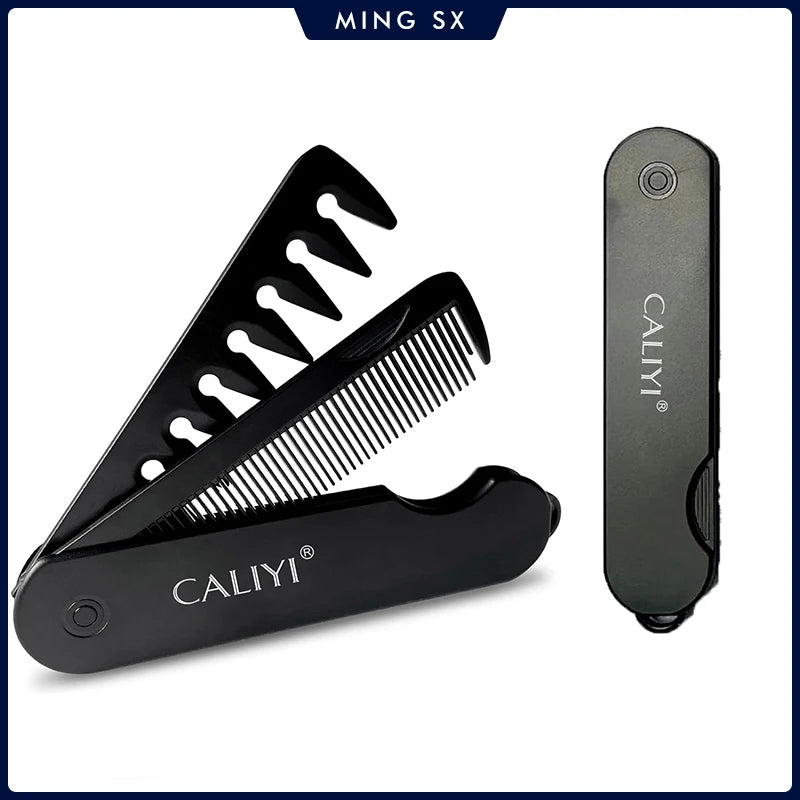 1/2PCS 2 in 1 Folding Hair Comb for Men, Pocket Comb with Fine & Wide Tooth Styling Comb for Travel Beard or Mustache