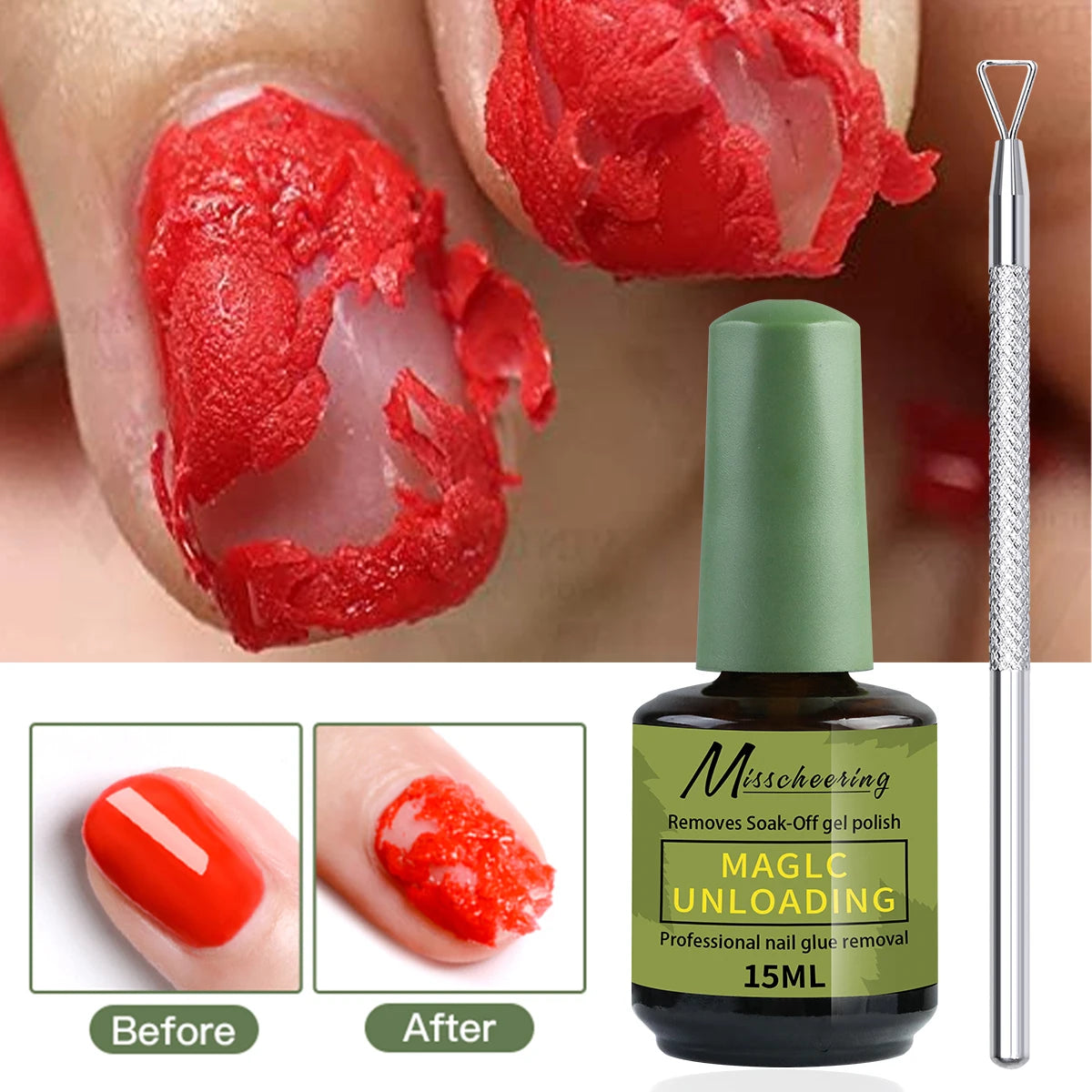 1/2pcs/Set Nail Magic Remover With Remover Tool Quickly & Easily Remove Gel Nail Polish And Poly Nail Gel Without Harming Nails