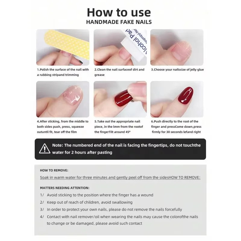 10pcs Handmade Y2K Pressed Nails, Red Fake Nails Adorned with Handmade Decorative Gemstones, Wearable Nails