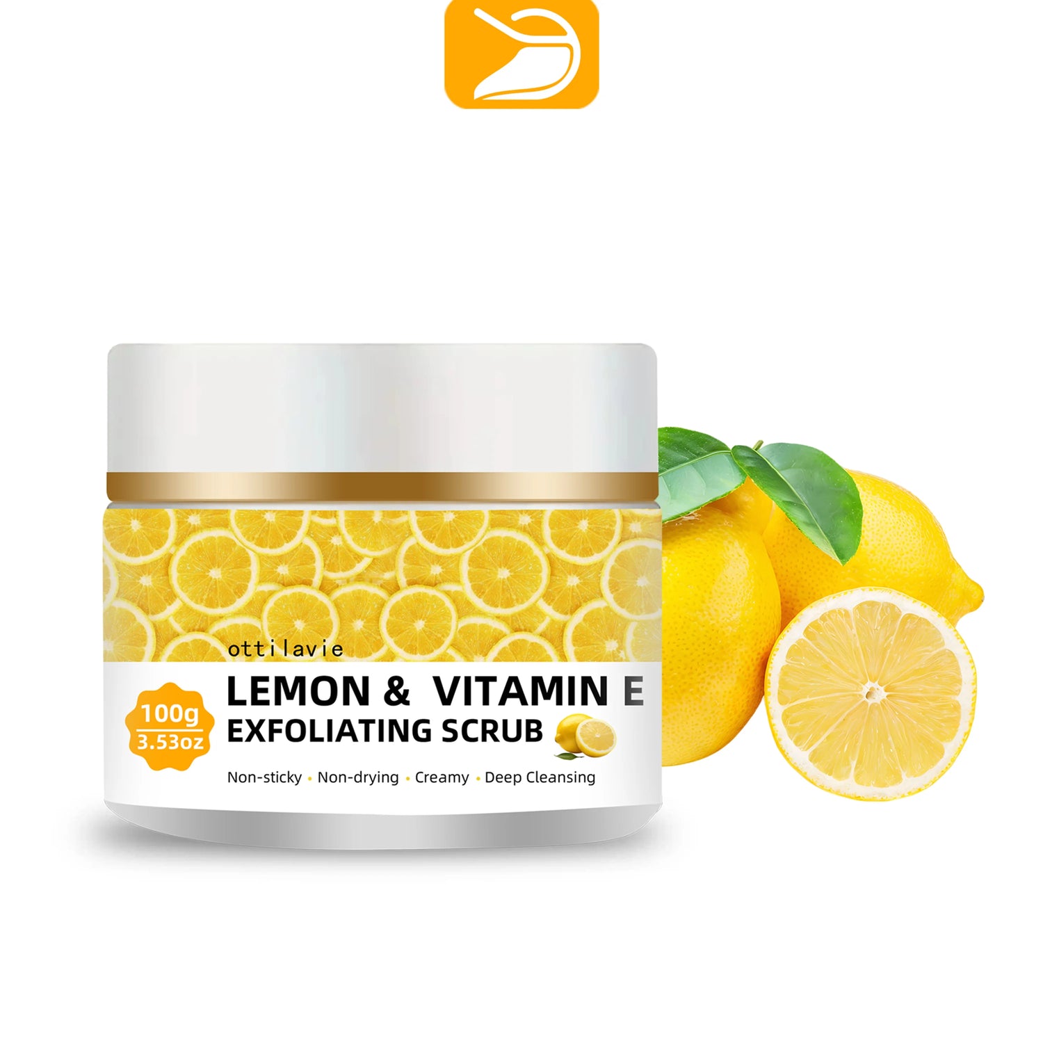 Ottilavie Lemon Vitamin E Scrub – Suitable for All Skin Types, Men & Women, Face, Neck & Body. Universal Physical Exfoliation