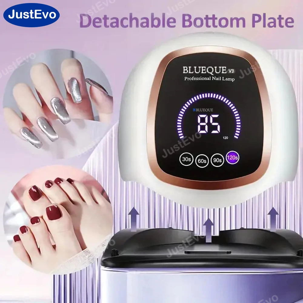 JustEvo LED Nail Lamp For Gel Polish Smart Sensor Nail Dryer With 4 Timers LCD Display Removable Base Professional Manicure Pedicure Light Machine For Home Salon DIY Nail Art Low Heat US Plug