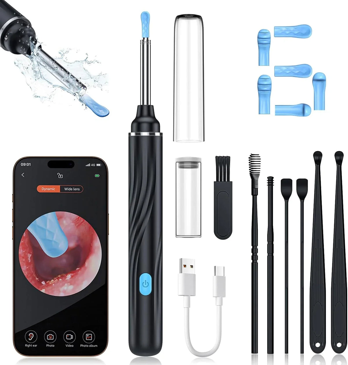 Wireless Visual Ear Cleaner with Camera Safe Ear Wax Removal Otoscope Kit with LED Light Silicone Tip Ear Cleaning Tool for Ho