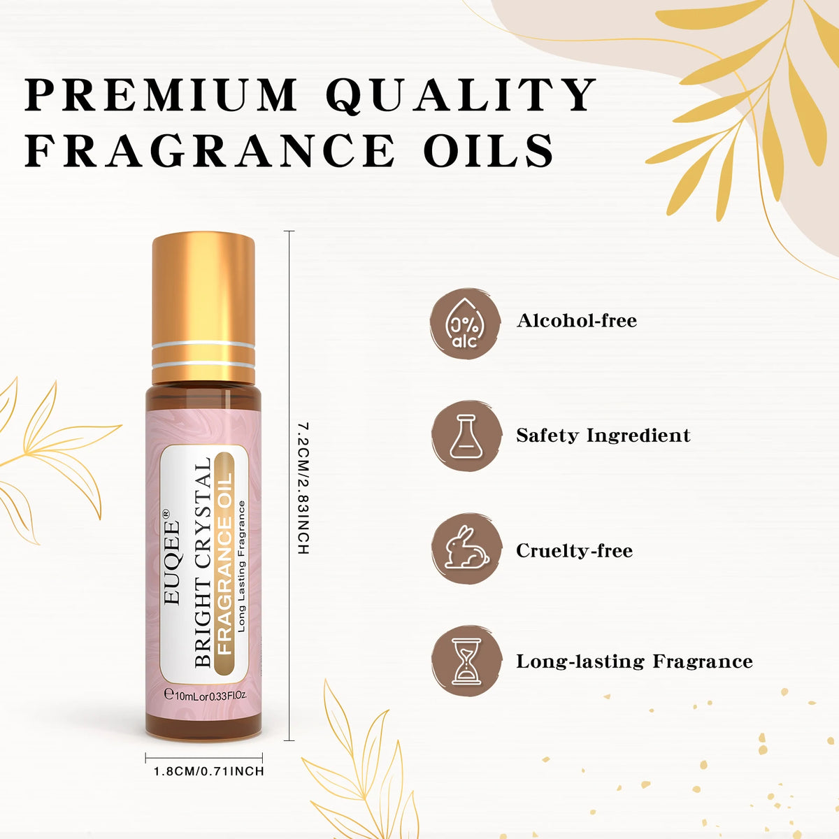 EUQEE 10ML Roller Bright Crystal Bombshell Coconut Vanilla Fragrance Oil For Diffuser Coffee Gardenia White Musk Aroma Oils