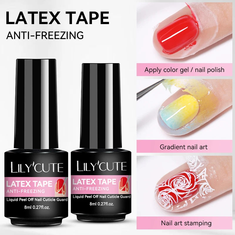 LILYCUTE 7ml Magic Nail Gel Remover  With Manicure Tools Set Peel Off Latex  Quick Gentle Remover Professional Non-Irritating