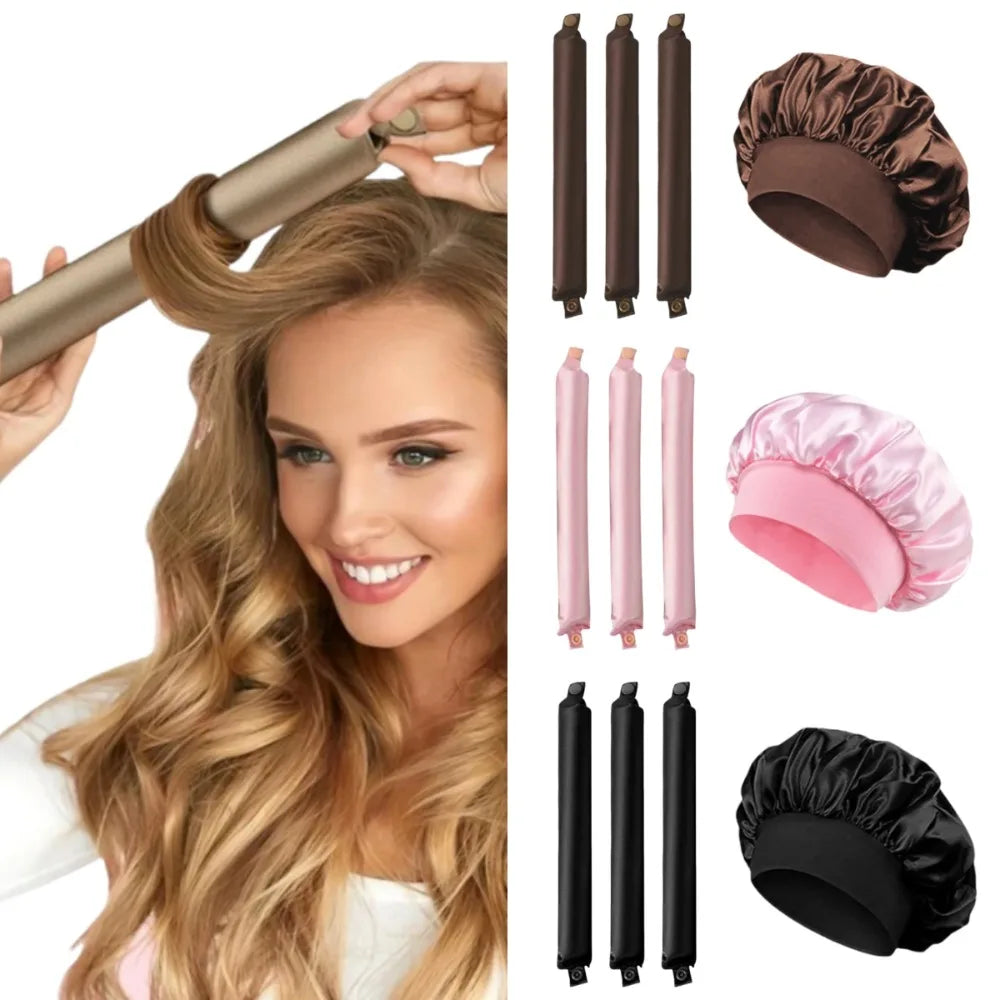 Heatless Curling Rod Headband Soft Hair Curler No Heat Hair Rollers Lazy Curls Sleeping  Flexi Rods with Bonnet Styling Tools