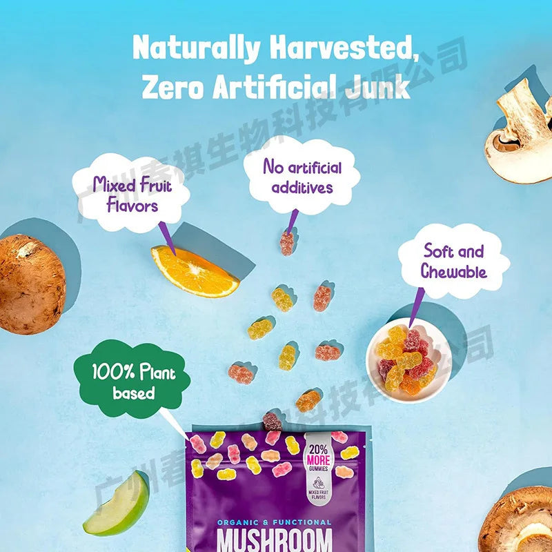 1 pack mushroom gummies moisturize the intestines replenish nutrients improve immunity regulate blood pressure be a health food