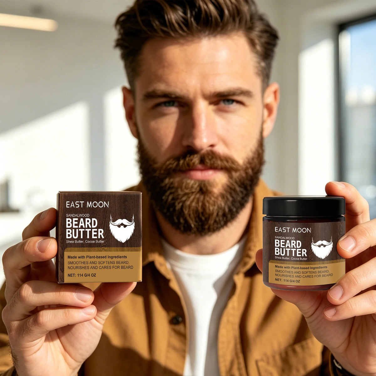 East Moon Sandalwood Beard Growth Cream Improve Friction Lasting Styling Non Irritating Shea Butter Beard Groomed Nourishs Balms