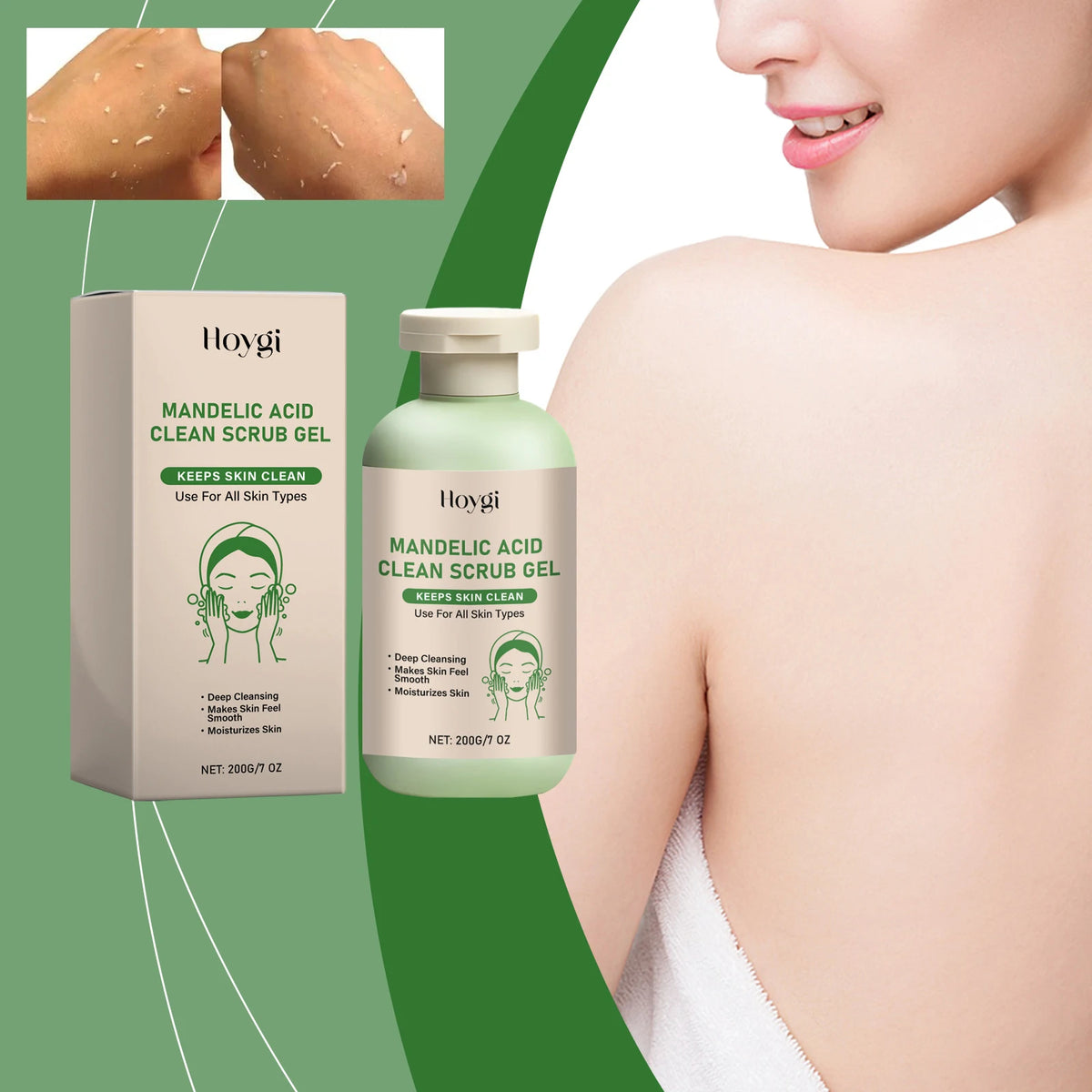 Mandelic Acid Body Scrub Gel Gentle Cleansing Pore Exfoliating Dead Skin Remover Smoothing Reduce Dryness Deep Cleansing Scrub