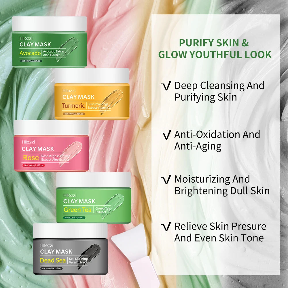 100ml rose facial cleansing mud mask turmeric mud mask hydrating moisturizing green tea clay mask soft skin