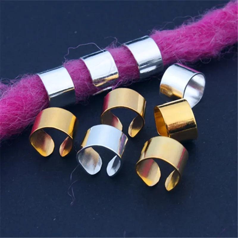 10pcs Metal Dreadlocks Dread Hair Braids Hair Rings Beads Non-Piercing Ear Clips Beard Cuffs Tube DIY Charms Styling Accessories