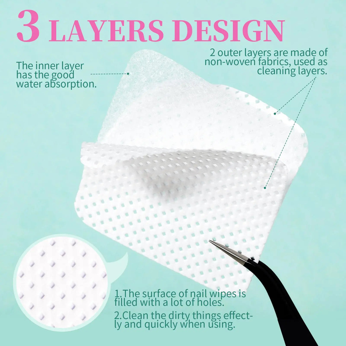 YIKOOLIN 200 Pieces Lint-Free Nail Wipes Professional Eyelash Extension Glue Wipes Nail Polish Removal Wipes for Salon Use