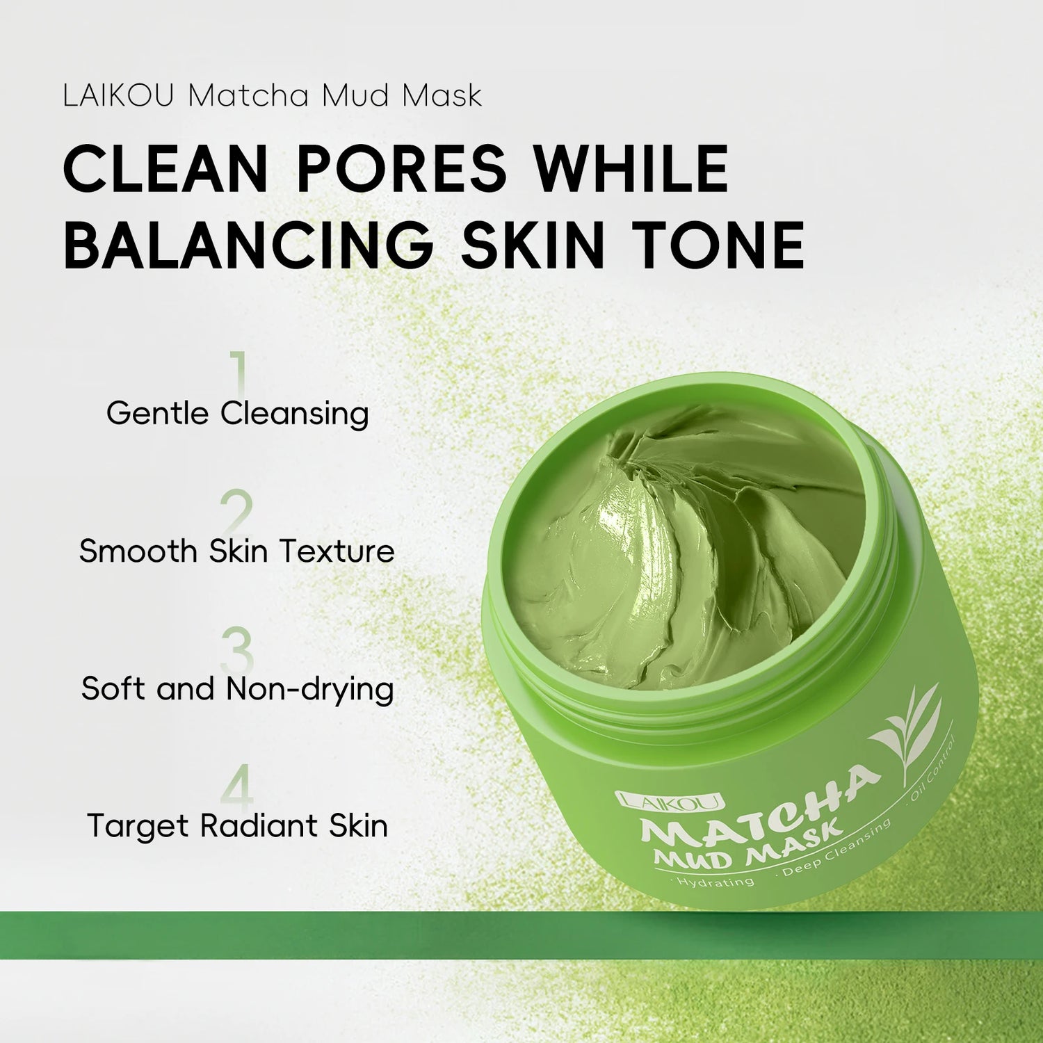 LAIKOU Matcha Mud Mask 25g Gentle Cleansing Hydrating Oil Control Deep Cleansing Face Clay Mask