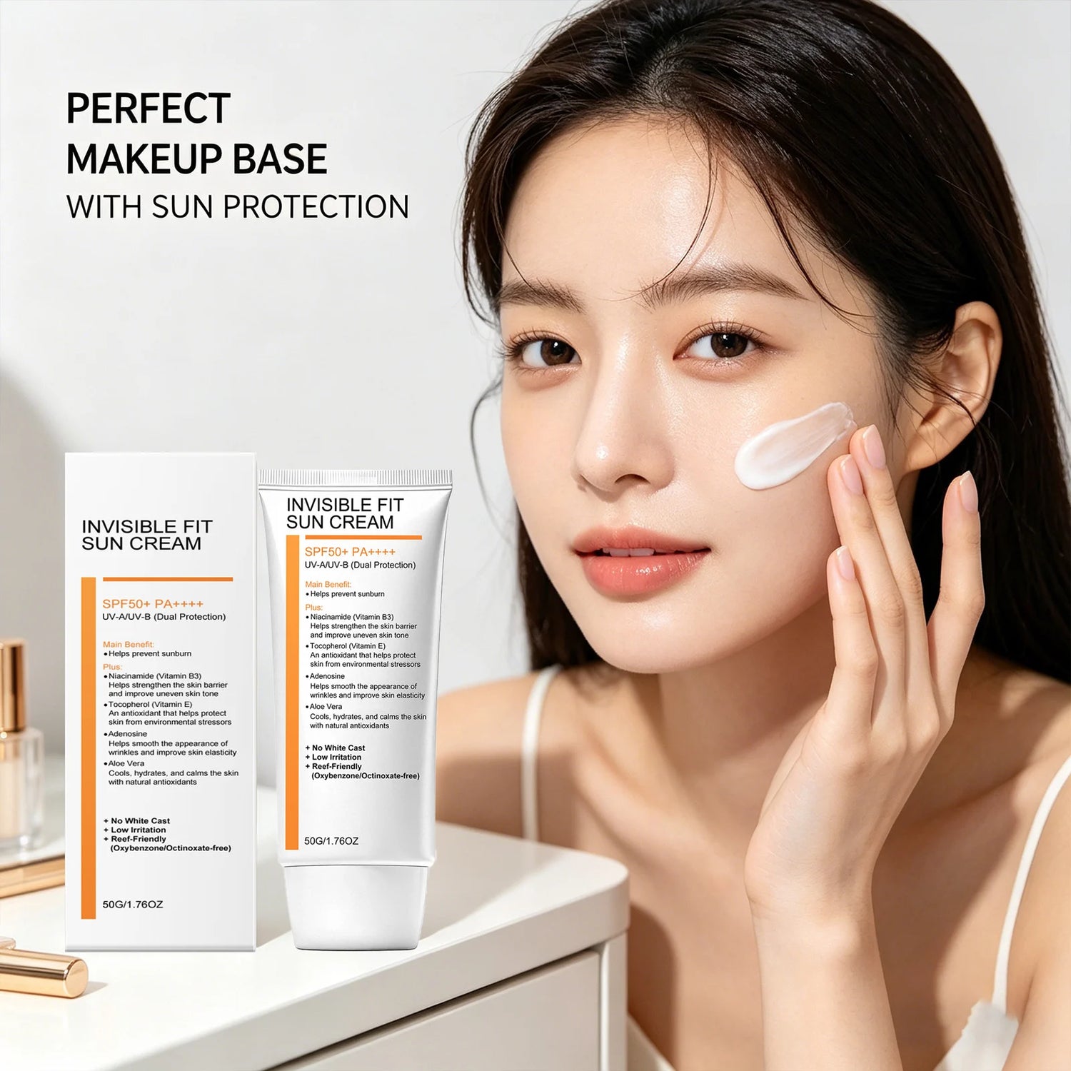 Niacinamide Moisturizing Cream Protecting Against UV Rays Reducing Photodamage Soothing Skin Discomfort Invisible Fit Sun Cream