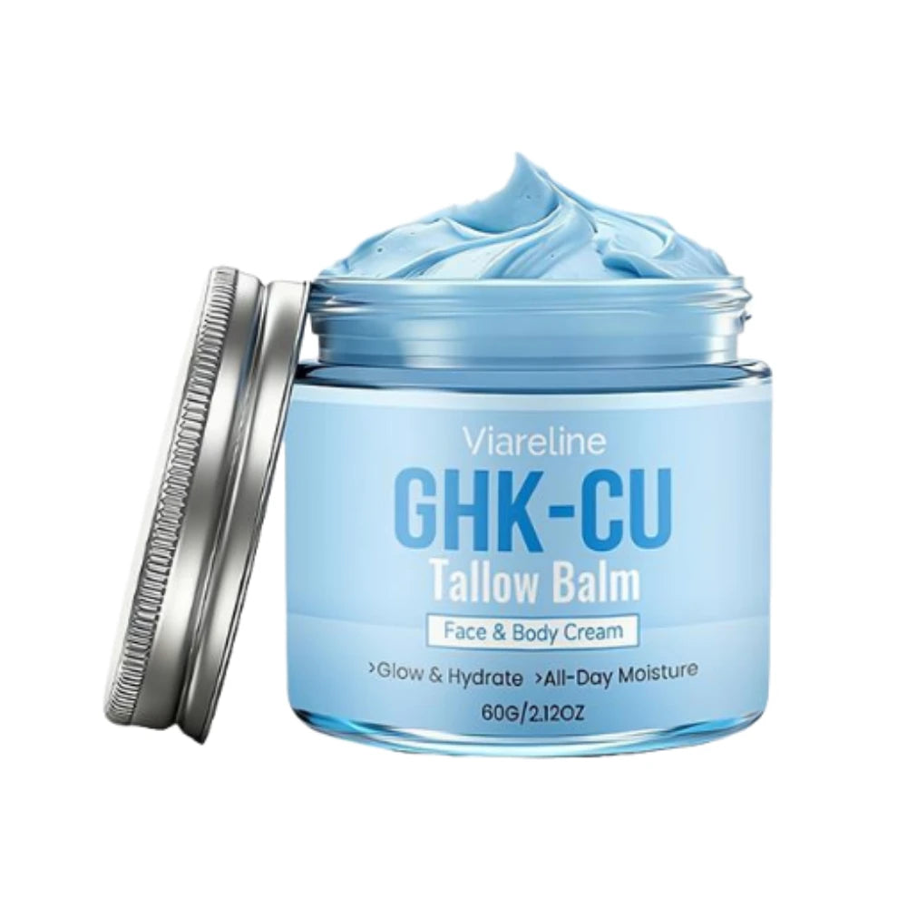 GHK-CU Copper Peptide Tallow Balm Blue Cream for Face & Body Moisturizer  for Mature, Dry & Sensitive Skin Daily Facial Care