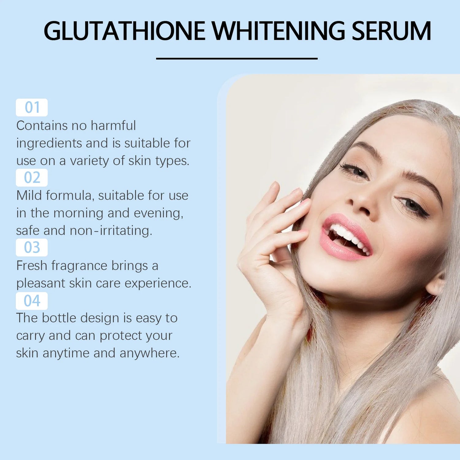 Glutathione Whitening Serum Fade Black Dark Spots Moisturizing Nourishing Reduce Wrinkles Brightening Facial Skin Care Essence