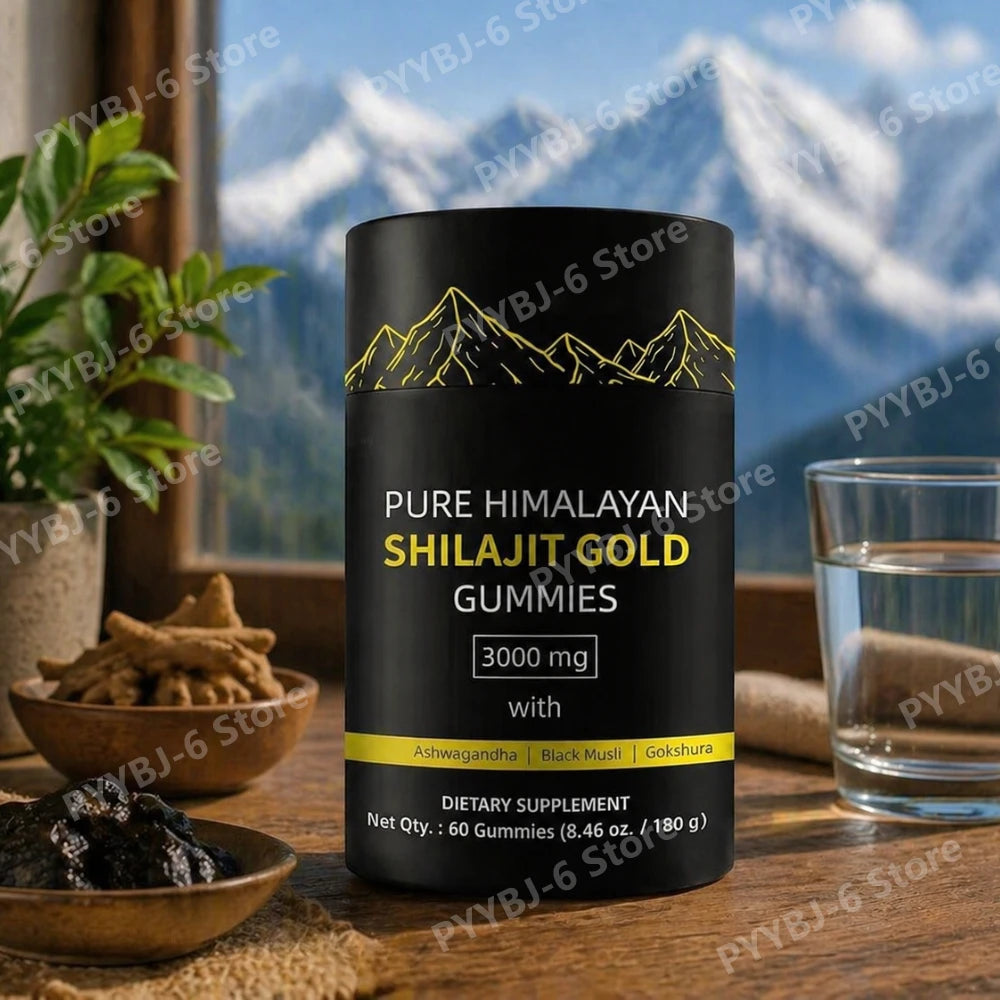 Shilajit Gold Gummies 3000mg Pure Shilajit with Ashwagandha Black Musli & Gokshura 60 Gummies for Joint & Energy Support